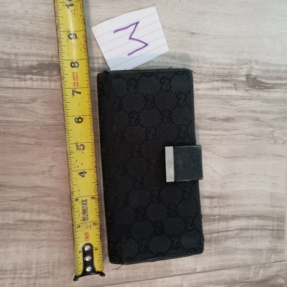 Authentic Gucci Denim Black GG Supreme Long Wallet